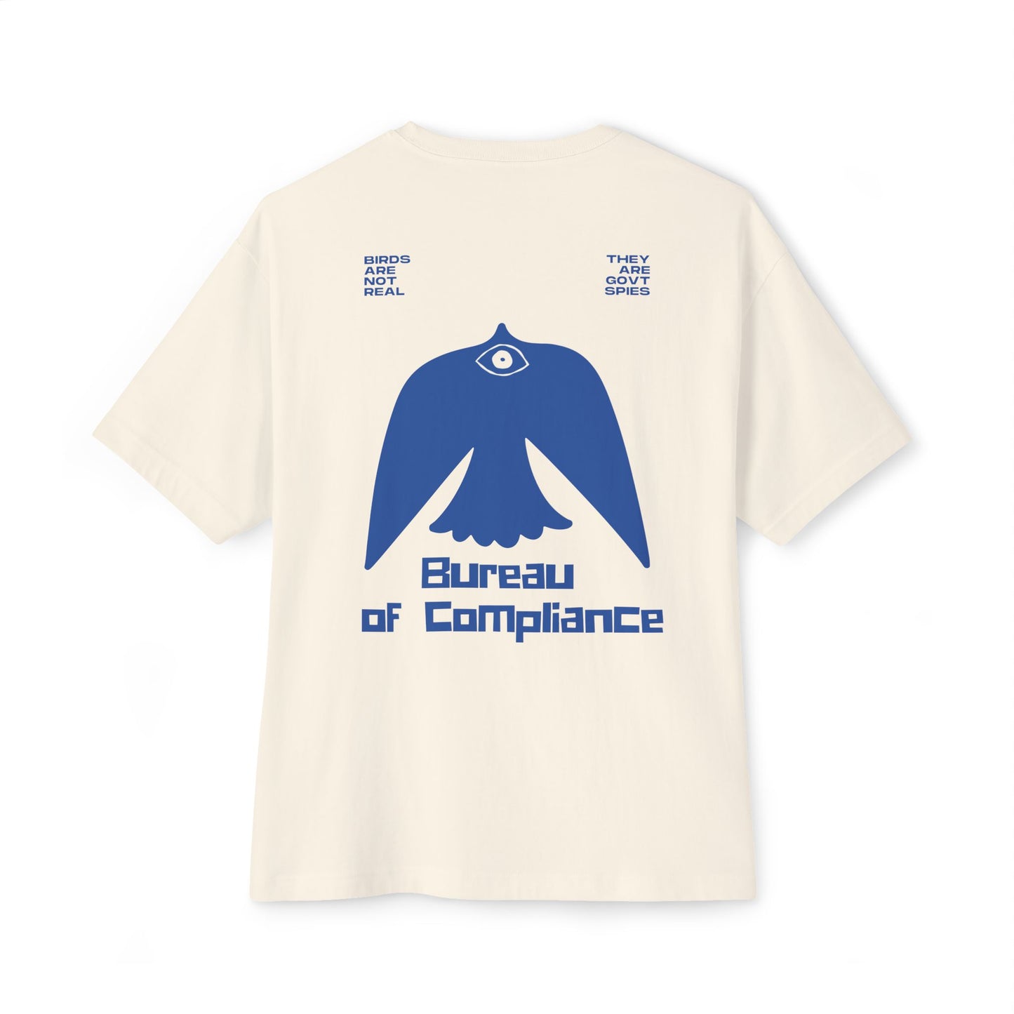 The Bureau "Birds Aren't Real" Blue Oversized Boxy Tee