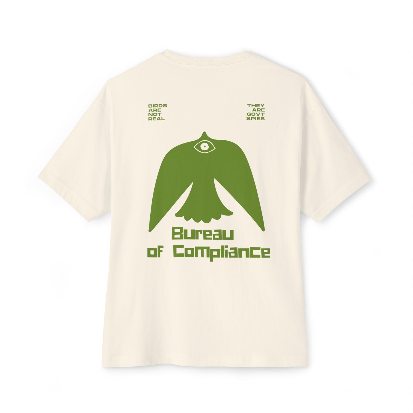 The Bureau "Birds Aren't Real" Green Oversized Boxy Tee