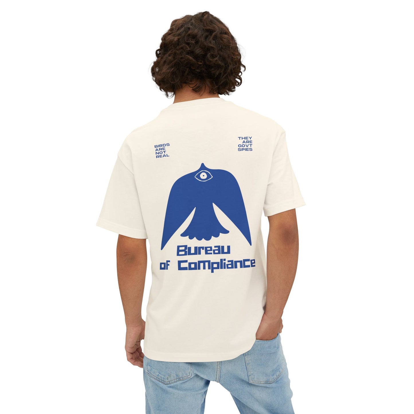 The Bureau "Birds Aren't Real" Blue Oversized Boxy Tee