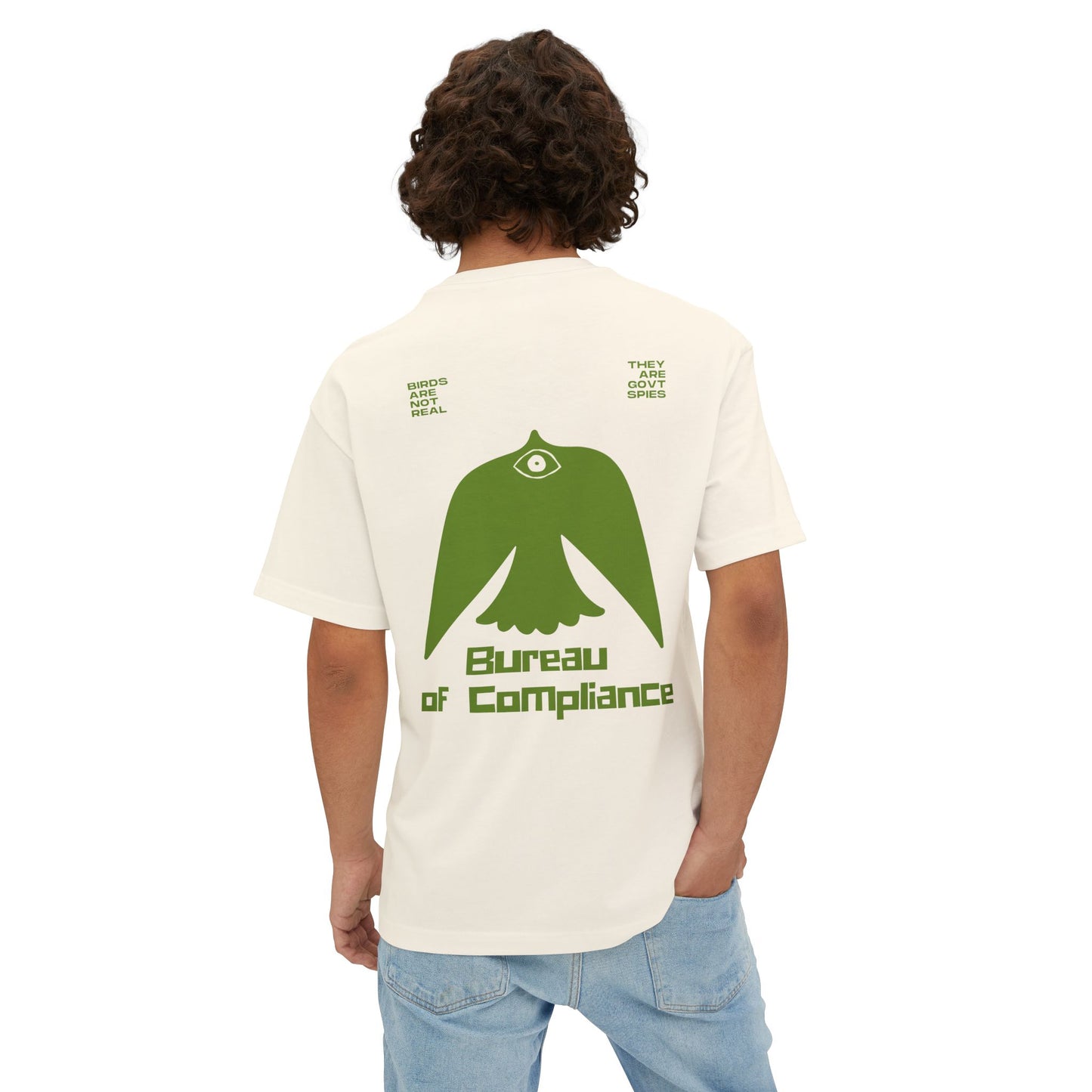 The Bureau "Birds Aren't Real" Green Oversized Boxy Tee