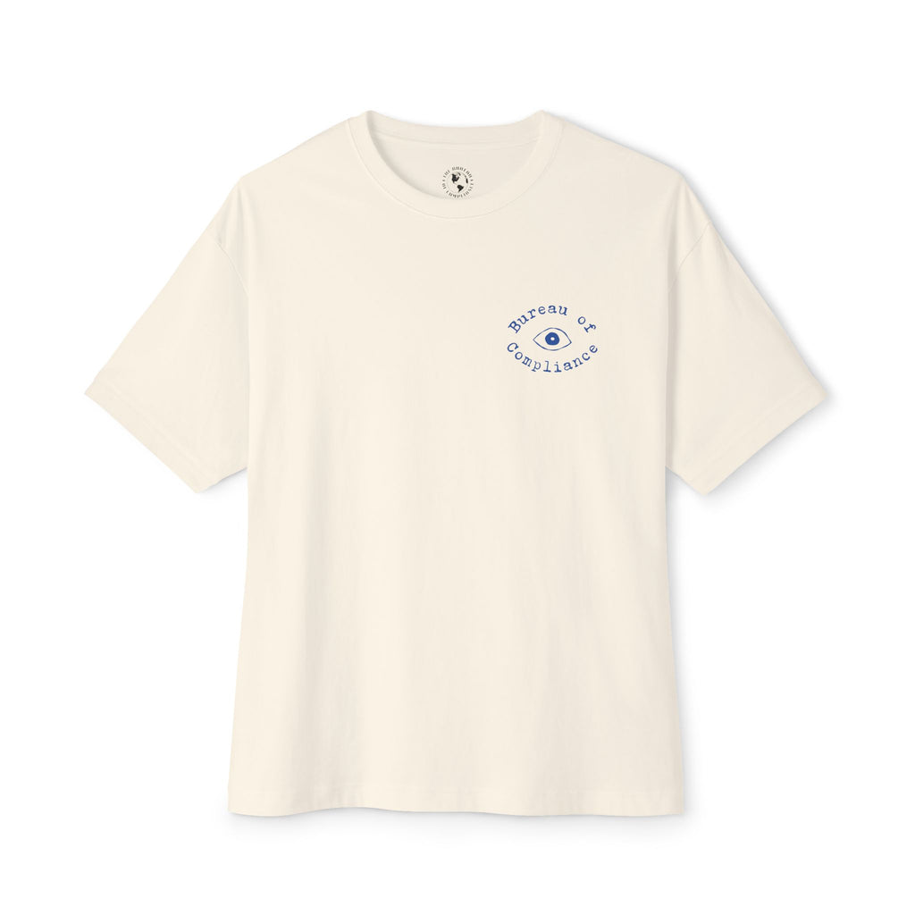 Bureau of Compliance 'Birds' Boxy Tee in Blue — Retro‑Futuristic Backprint