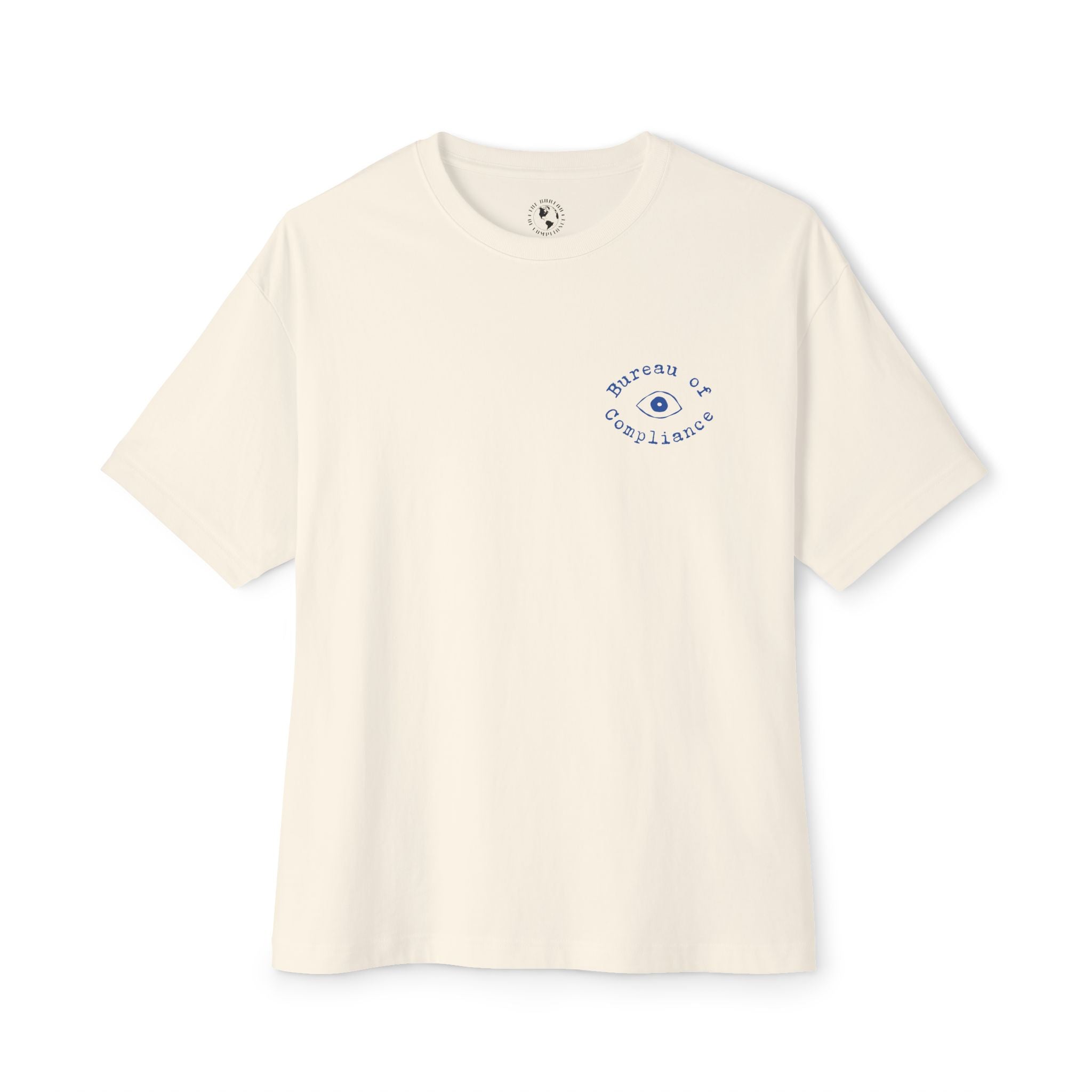 Bureau of Compliance 'Birds' Boxy Tee in Blue — Retro‑Futuristic Backprint