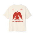 Bureau of Compliance 'Birds' Boxy Tee in Red — Retro‑Futuristic Backprint